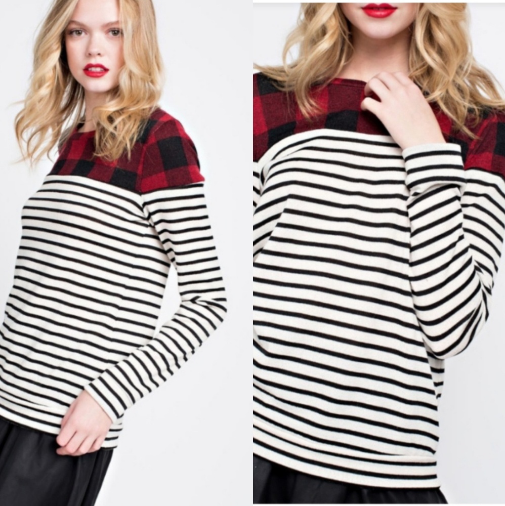 12PM By Moni | Checkered Striped Top